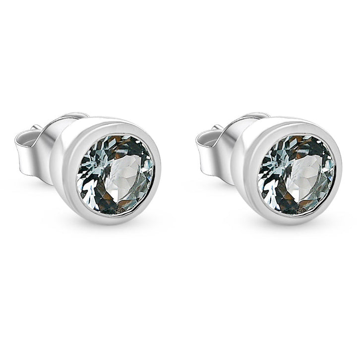 Round Aquamarine 18K 1 MM Rose Metal Plated 925 Sterling Silver 3.80 Cts / 3.75 Gm Earring PJC31576E - Bluestargemstones - -  - Round Aquamarine 18K 1 MM Rose Metal Plated 925 Sterling Silver 3.80 Cts / 3.75 Gm Earring PJC31576E