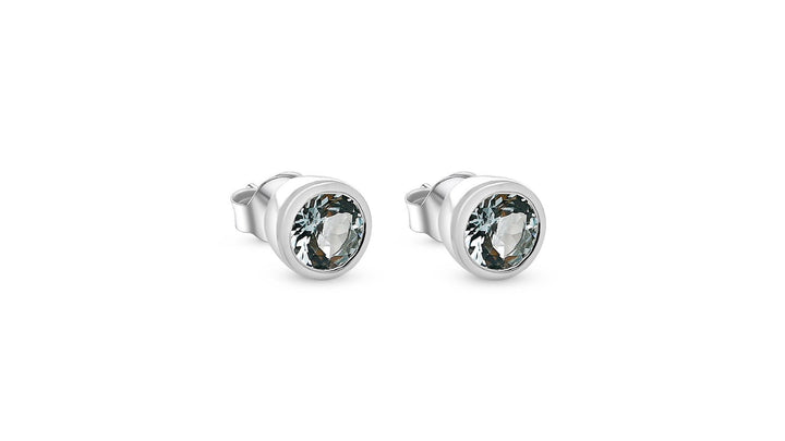 Round Aquamarine 18K 1 MM Rose Metal Plated 925 Sterling Silver 3.80 Cts / 3.75 Gm Earring PJC31576E - Bluestargemstones - - 