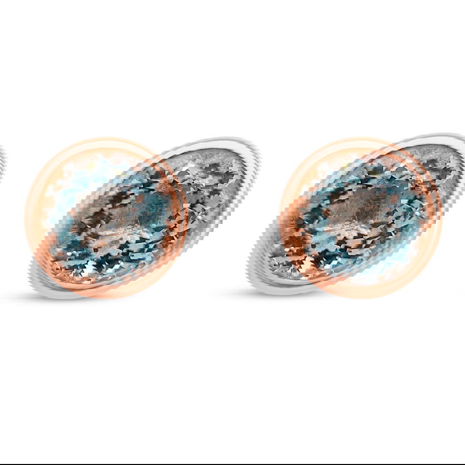 Round Aquamarine Rhodium Plated 925 Sterling Silver 1.4 Cts / 1.78 Gm Earring PJC31575E - Bluestargemstones - - 