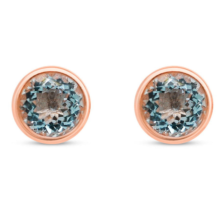 Round Aquamarine Rhodium Plated 925 Sterling Silver 1.4 Cts / 1.78 Gm Earring PJC31575E - Bluestargemstones - -  - Round Aquamarine Rhodium Plated 925 Sterling Silver 1.4 Cts / 1.78 Gm Earring PJC31575E
