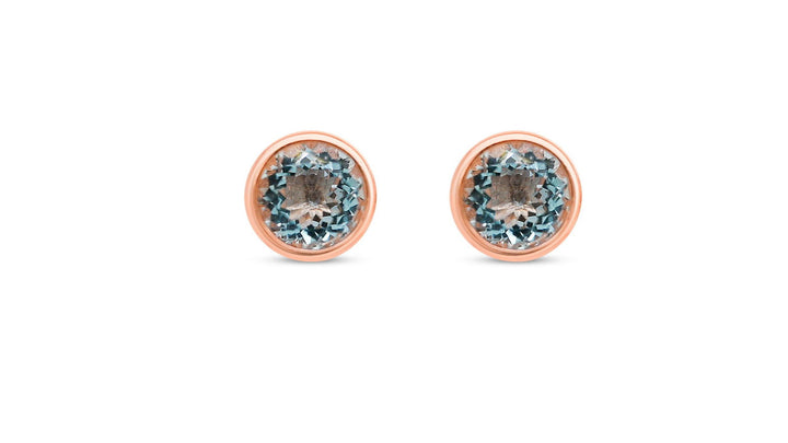 Round Aquamarine Rhodium Plated 925 Sterling Silver 1.4 Cts / 1.78 Gm Earring PJC31575E - Bluestargemstones - - 