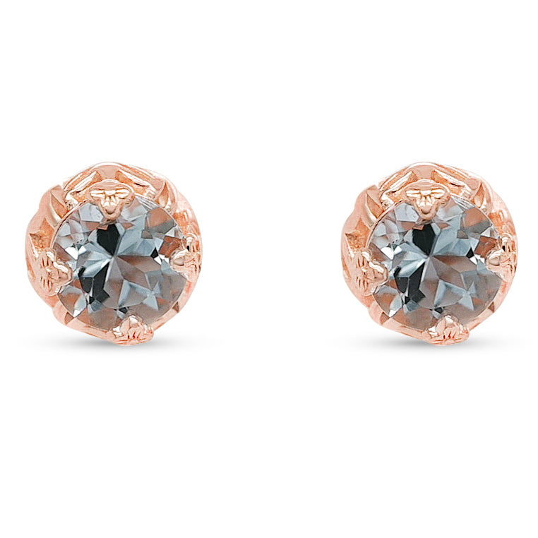 Round Tanzanite 18K 1 MM Rose Metal Plated 925 Sterling Silver 1.5 Cts / 1.70 Gm Earring PJC14918E - Bluestargemstones - - 