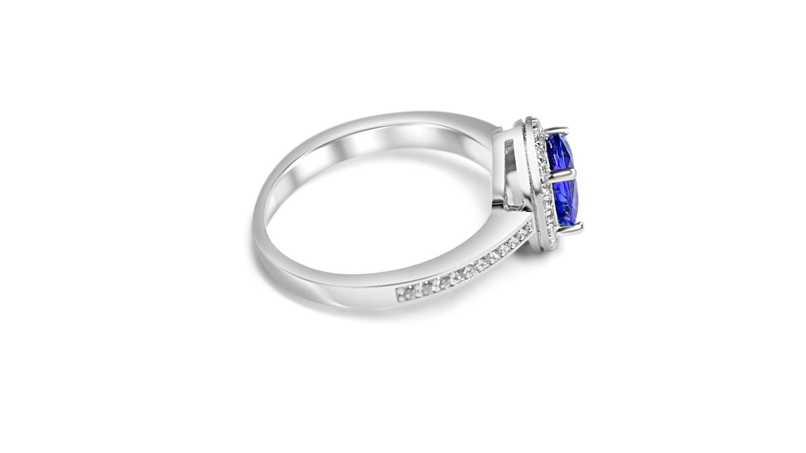 Tanzanite Elegance: 1.250 Carat Halo Ring (PJC9021R) - Bluestargemstones - - 