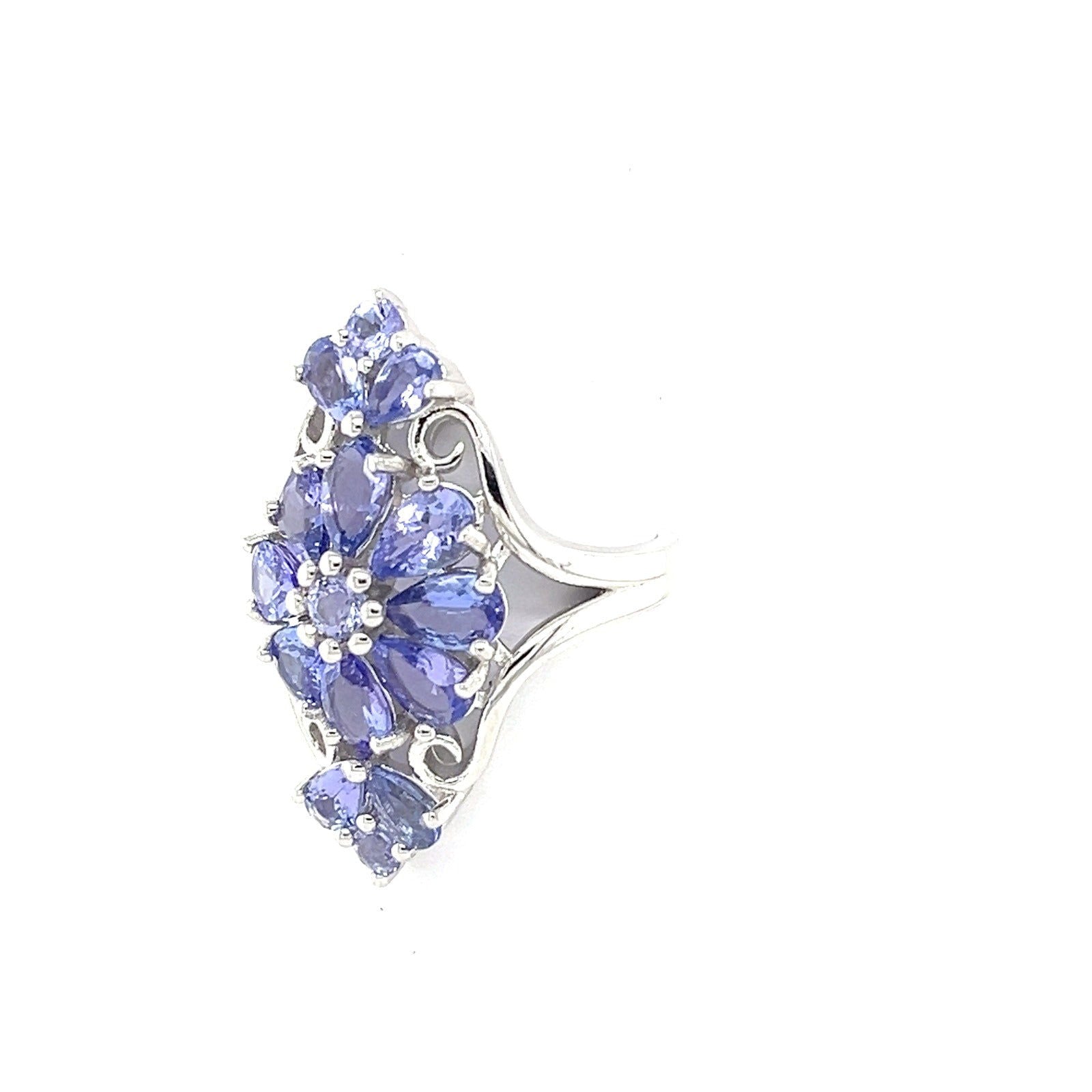 Two-Stone Tanzanite Delight: Sterling Silver Bracelet (R2140) - Bluestargemstones - - 