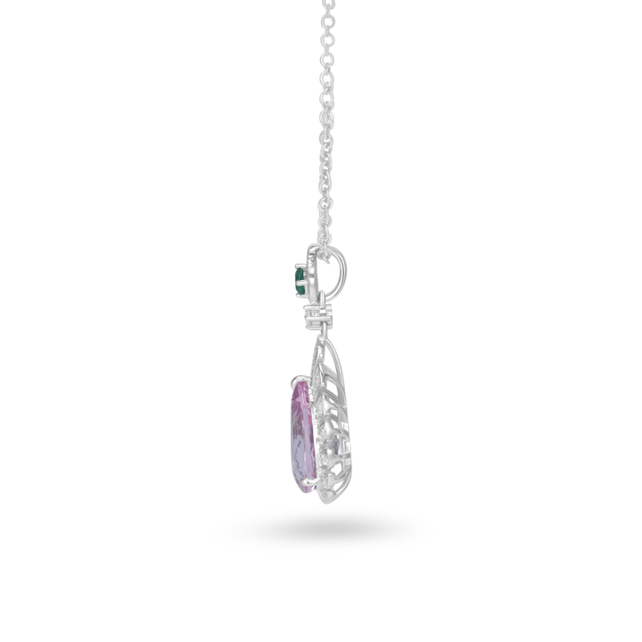 Pear Shape Halo Drop Pendant in White Gold with Diamond Accents