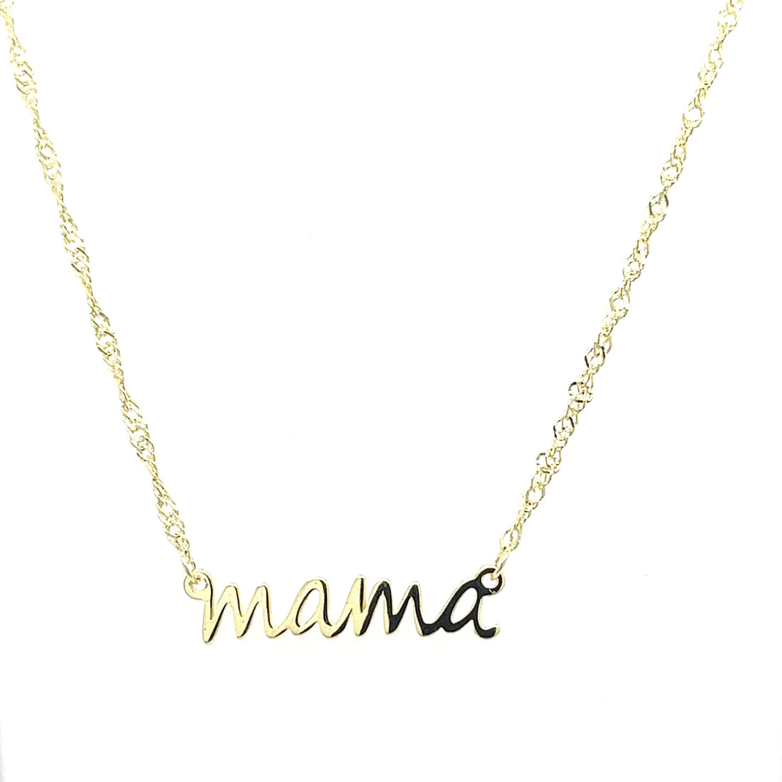 Minimalist 925 sterling silver mama necklace showcasing elegant design in gold color