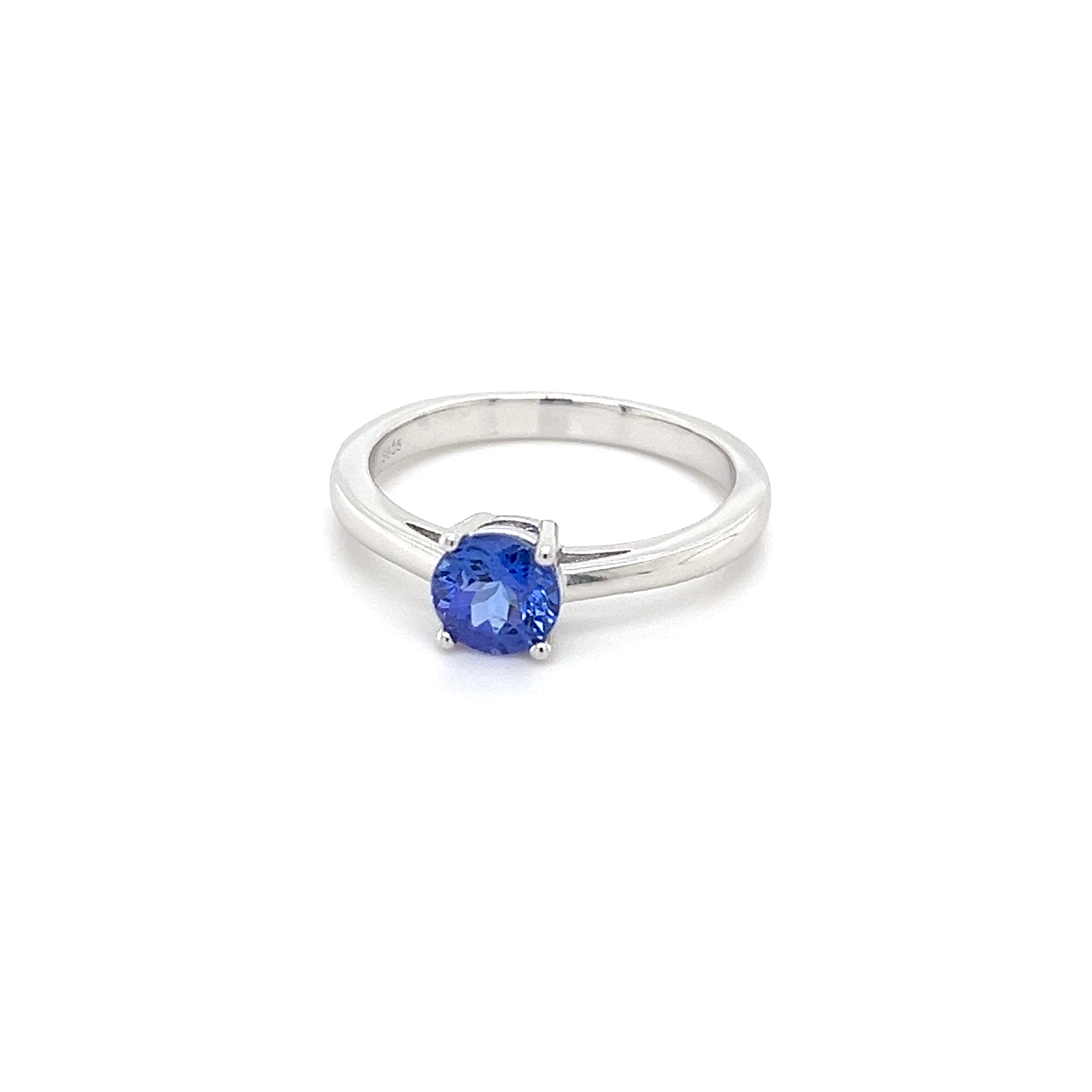 0.89ct untreated tanzanite round sterling silver ring, perfect to buy tanzanite jewelry online