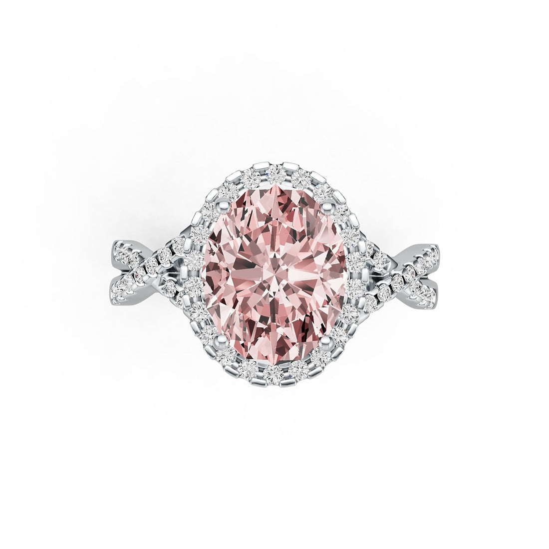 Criss-Cross Halo Infinity Pink Morganite Ring with Diamond Accents