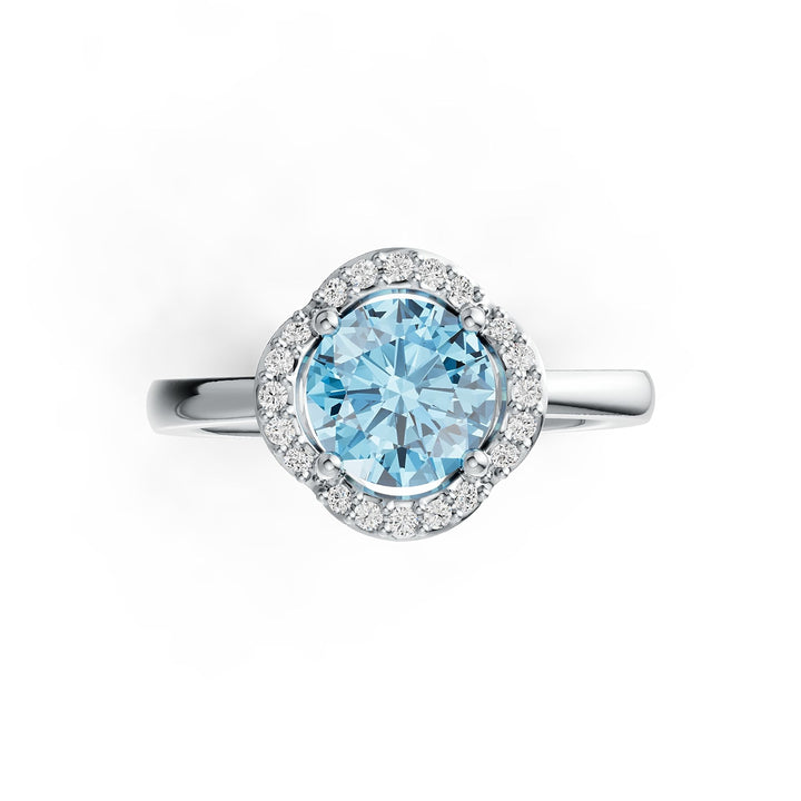 7mm Round Aquamarine & Diamond Ring in 14K Gold – 1.28 Ct Aquamarine - 7mm Round Aquamarine & Diamond Ring in 14K Gold – 1.28 Ct Aquamarine