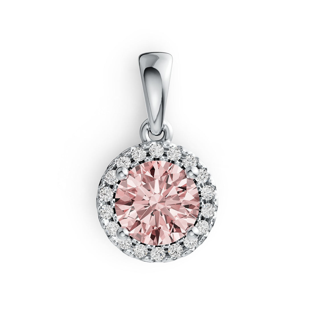 Classic Round Pink Morganite & Diamond Accent Pendant in 14K Gold