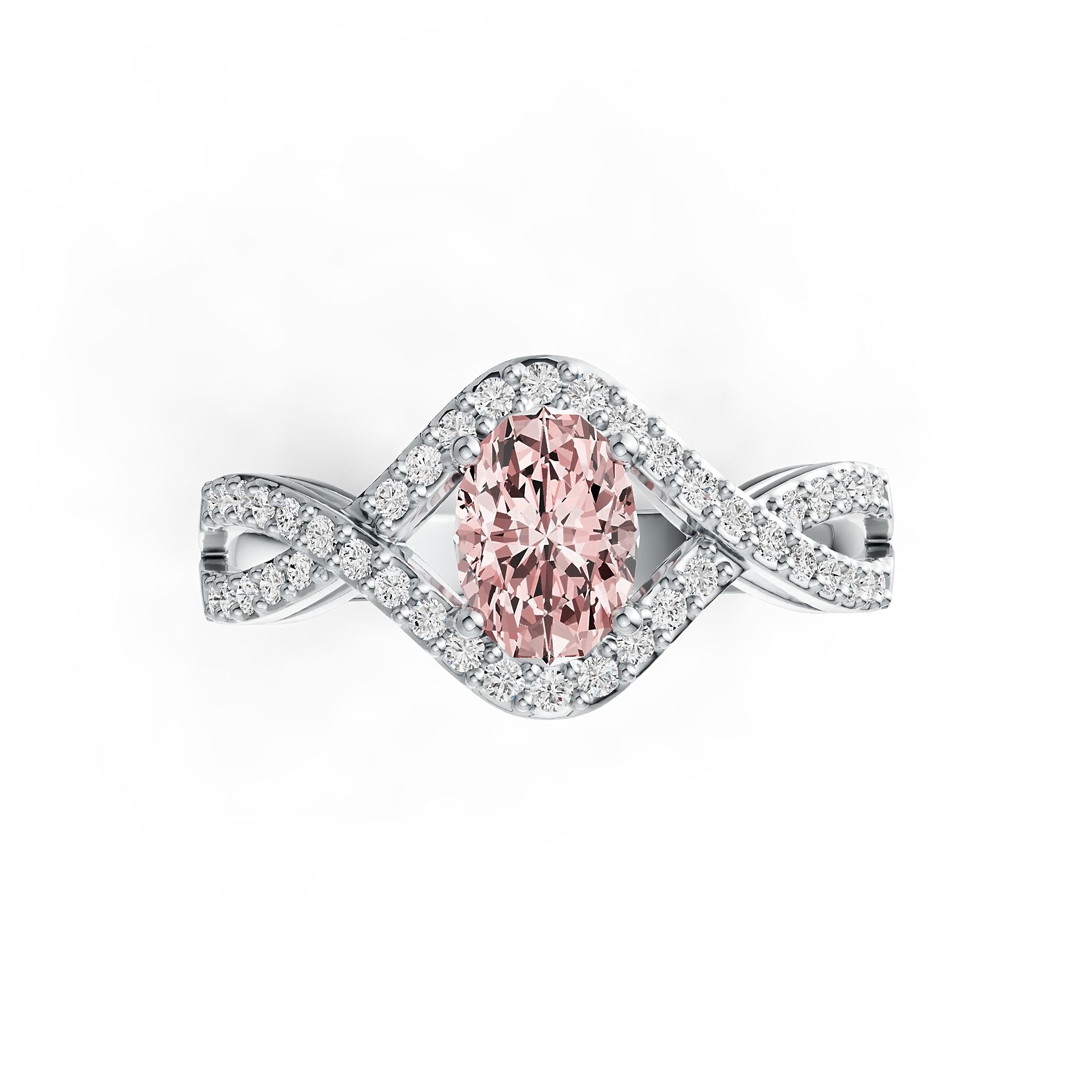 Oval Pink Morganite & Diamond Ring in 14K Gold (0.55 CT)