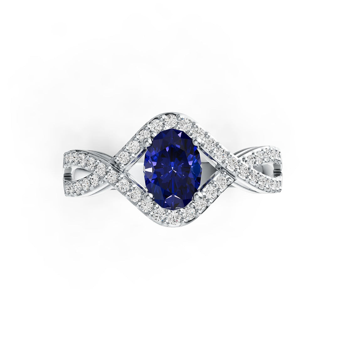 Silver ring with a tanzanite gemstone on a white background 1