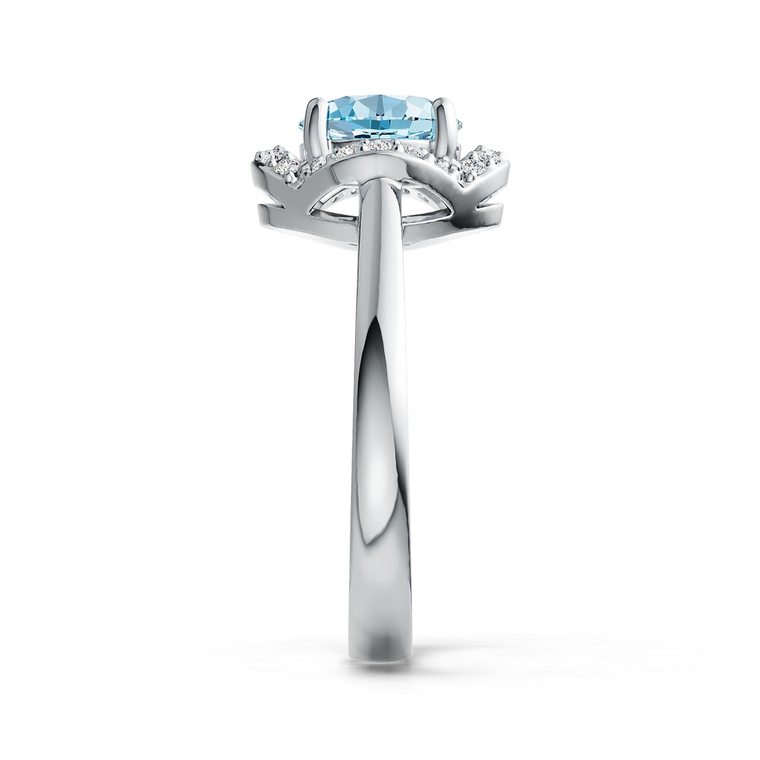 7mm Round Aquamarine & Diamond Ring in 14K Gold – 1.28 Ct Aquamarine