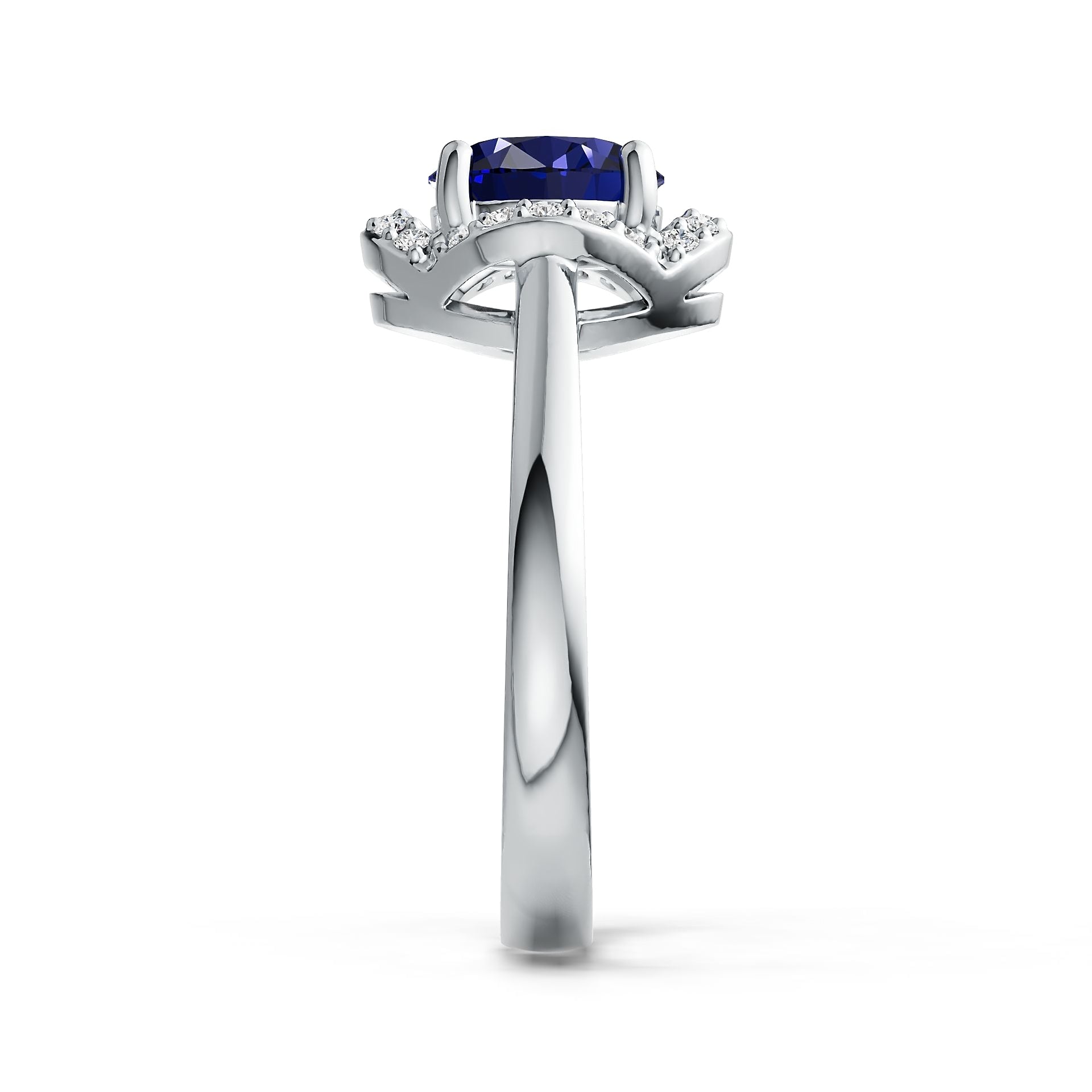 Four Petals Halo Tanzanite Ring in 14K Gold with Diamond Accents & Infinity Shank