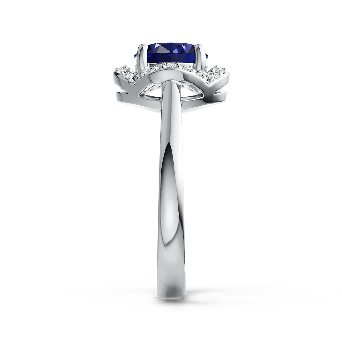 Four Petals Halo Tanzanite Ring in 14K Gold with Diamond Accents & Infinity Shank