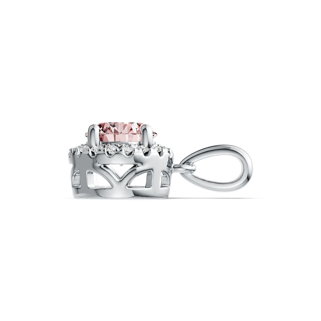 Classic Round Pink Morganite & Diamond Accent Pendant in 14K Gold