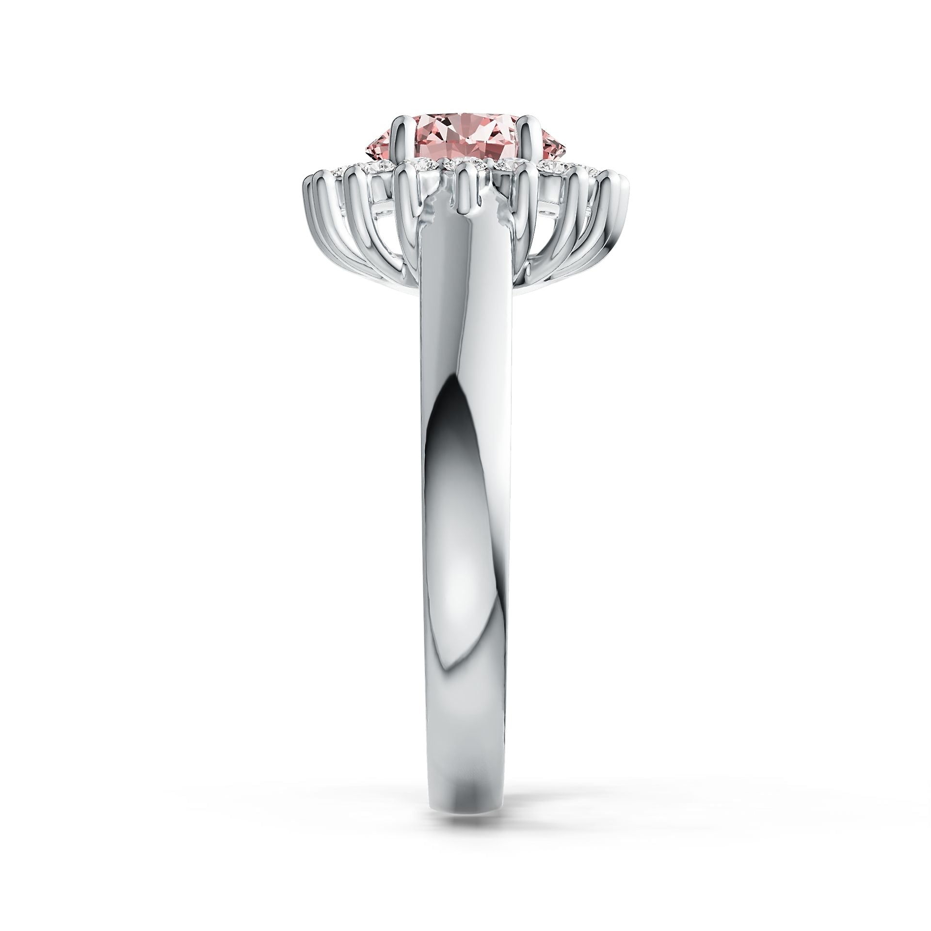 Diana Halo Round Pink Morganite Ring in 14K Gold