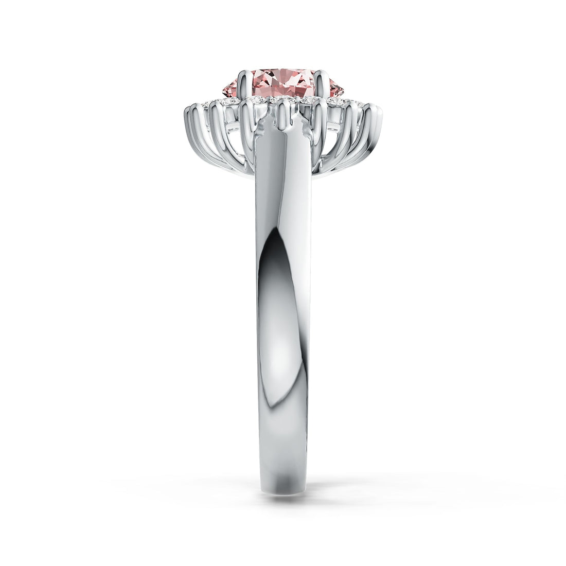 Diana Halo Round Pink Morganite Ring in 14K Gold