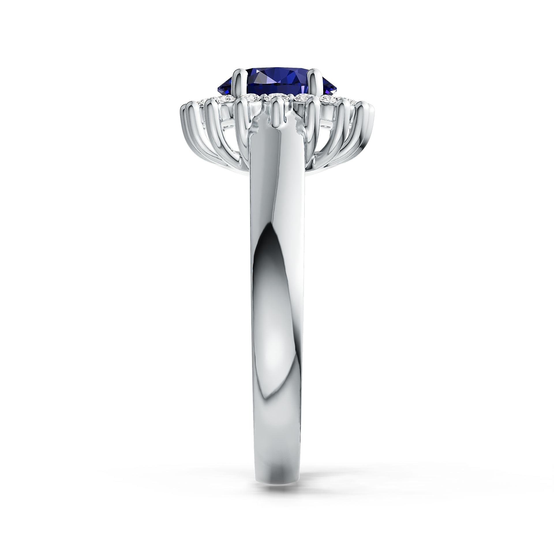 Diana Halo 7mm Round Tanzanite Ring in 14K Gold