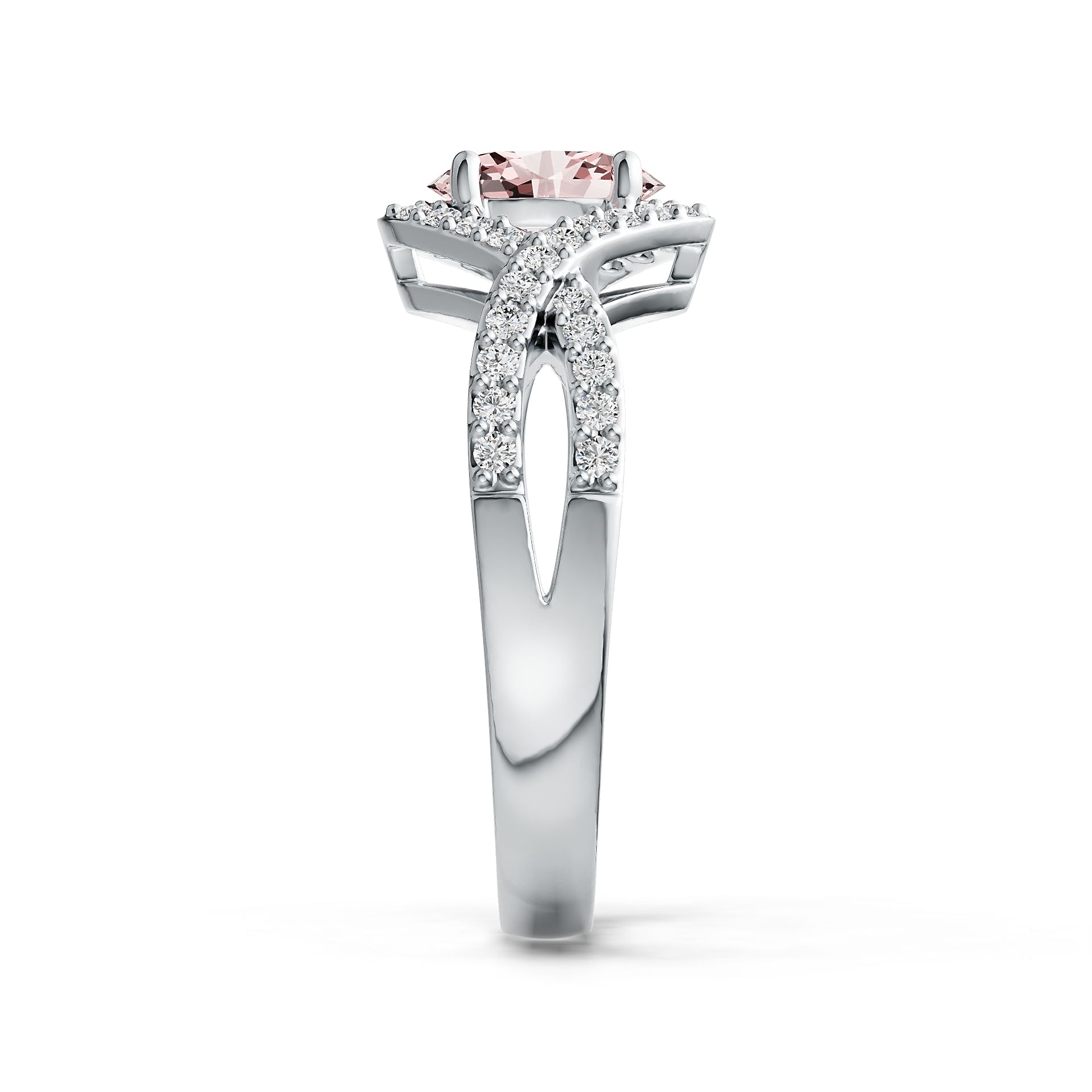 Oval Pink Morganite & Diamond Ring in 14K Gold (0.55 CT)