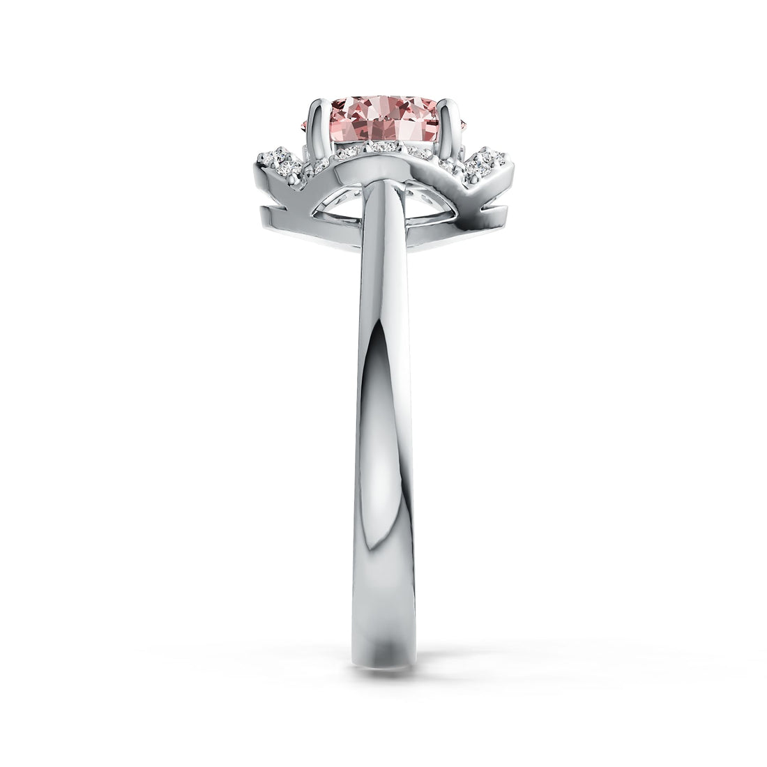 Four Petals Halo Pink Morganite Ring with Diamond Accents in 14K Gold