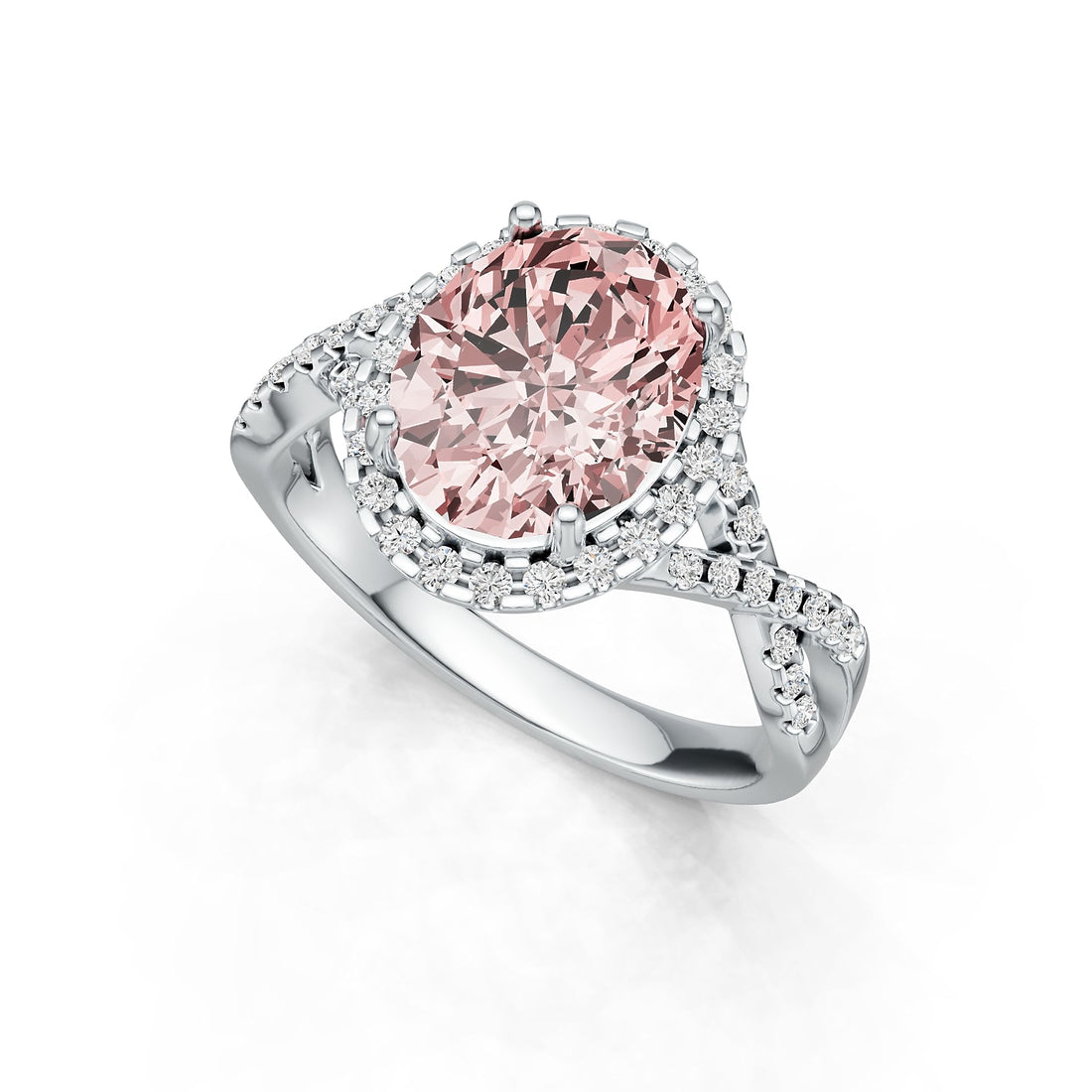 Criss-Cross Halo Infinity Pink Morganite Ring with Diamond Accents
