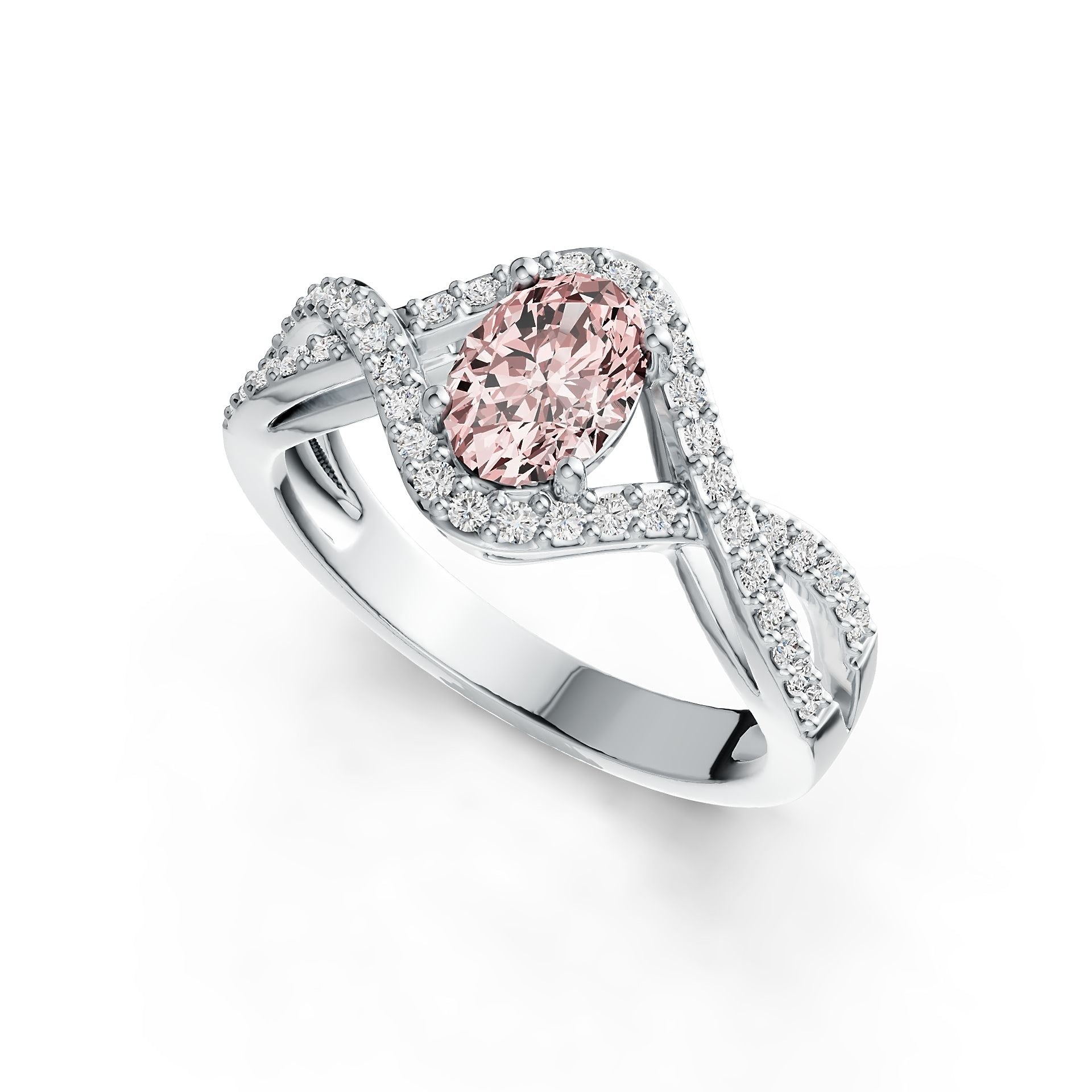 Oval Pink Morganite & Diamond Ring in 14K Gold (0.55 CT)