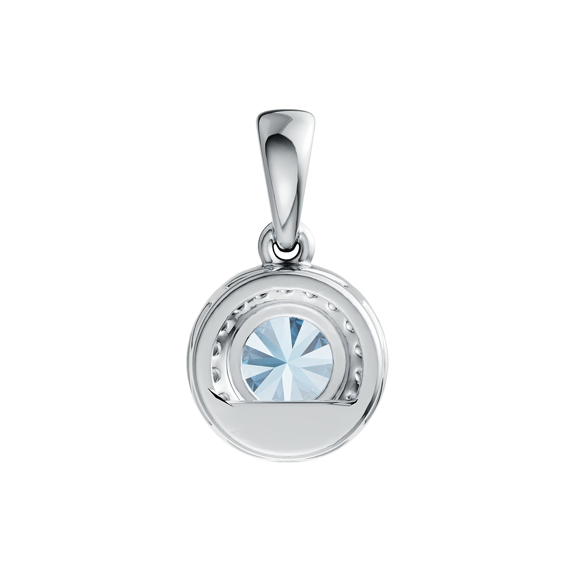 Classic Halo Round Aquamarine Pendant with Diamond Accents in 14K Gold