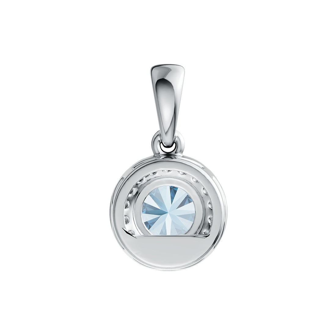 Classic Halo Round Aquamarine Pendant with Diamond Accents in 14K Gold
