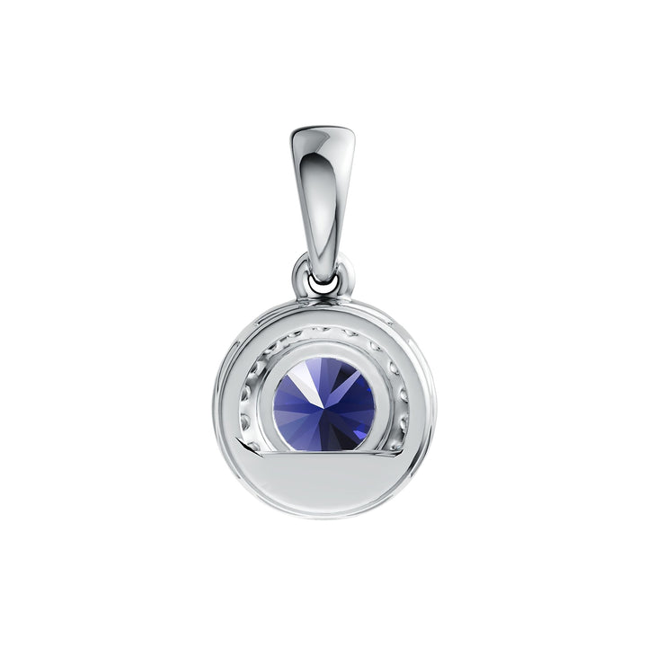 Classic Halo Round Tanzanite Diamond Pendant in 14K Gold