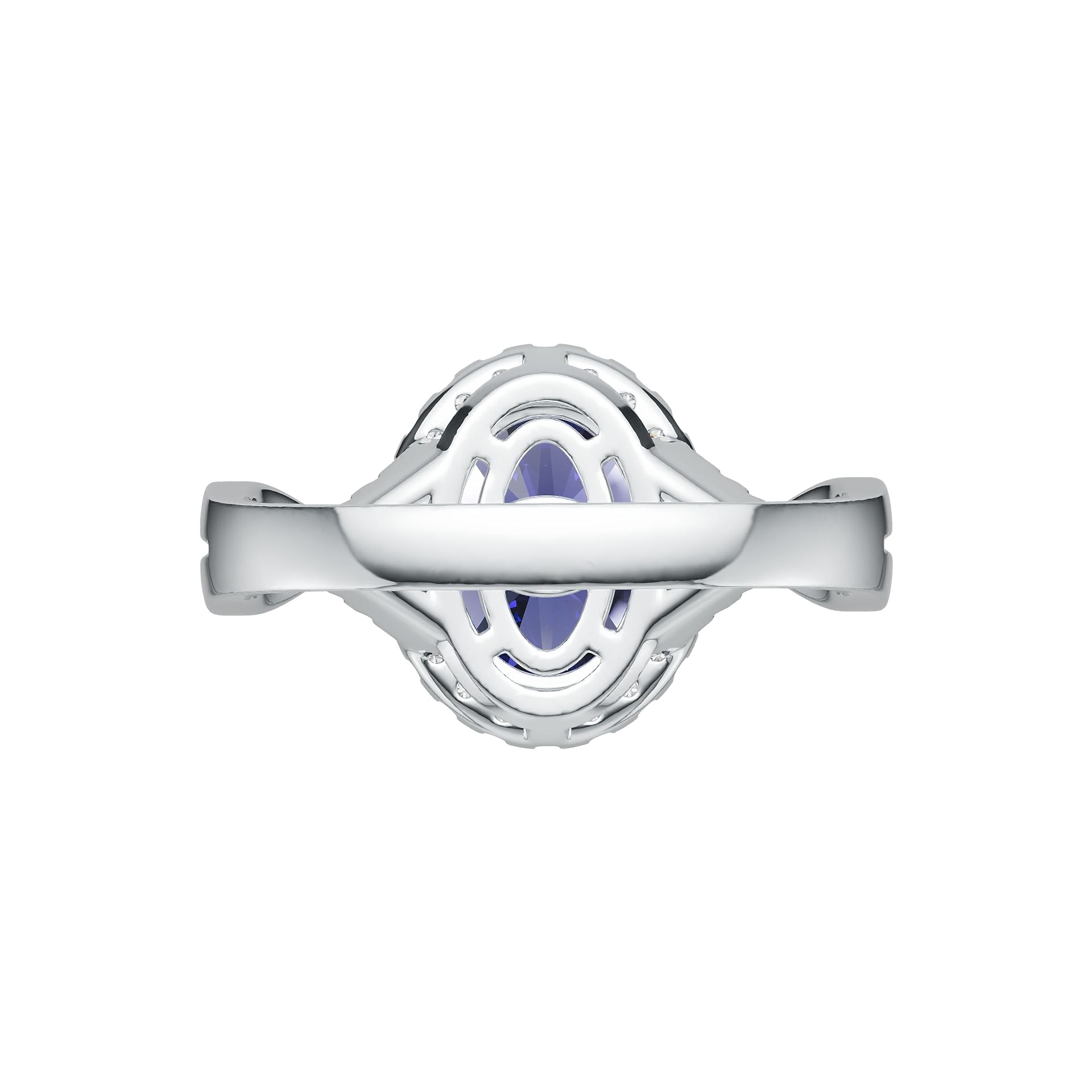 Criss-Cross Halo Infinity Oval Tanzanite Ring with Diamond Accents