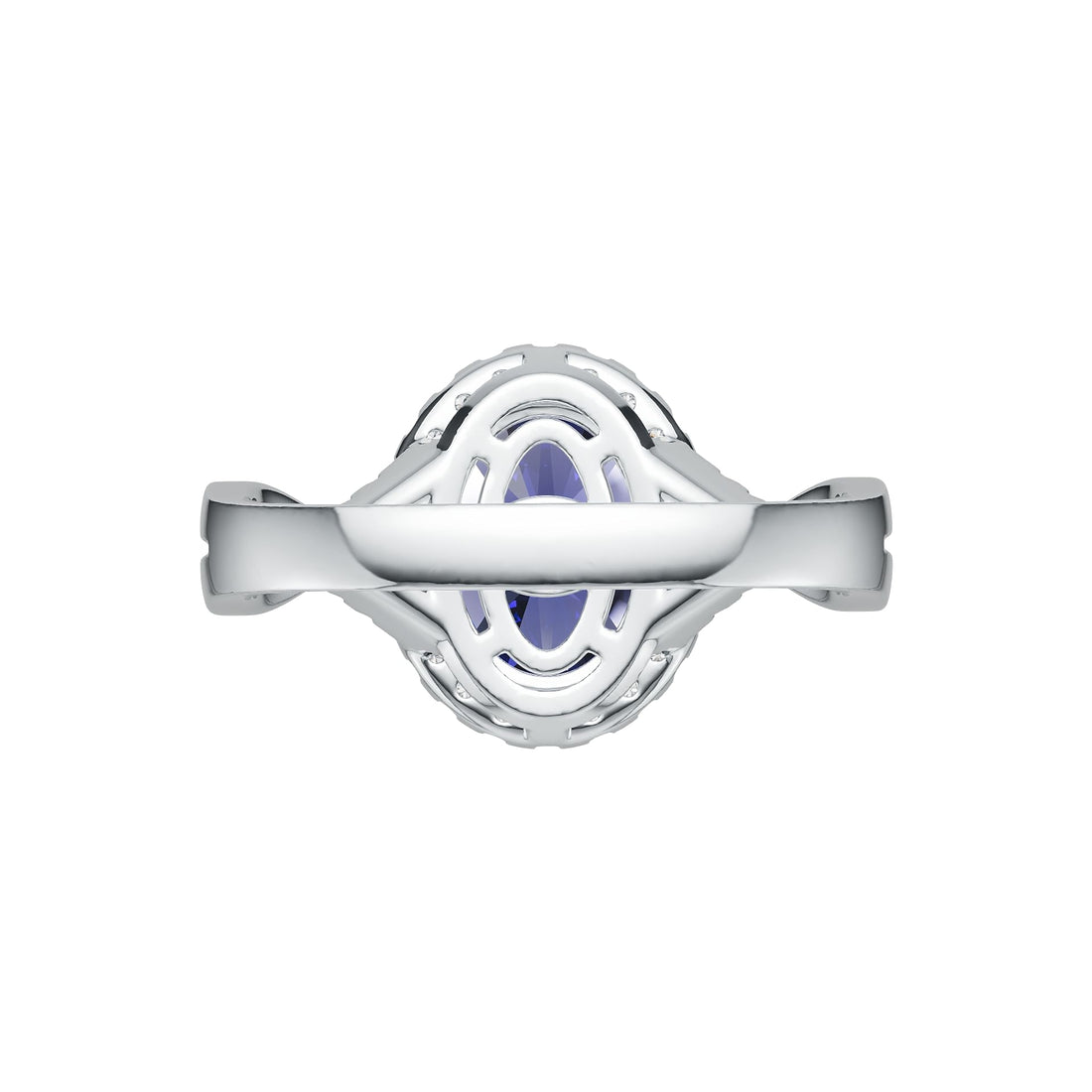 Criss-Cross Halo Infinity Oval Tanzanite Ring with Diamond Accents