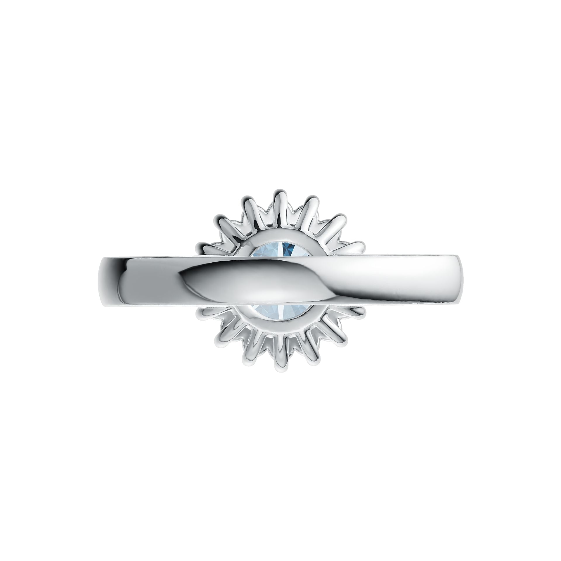 Diana Halo Round Aquamarine & Diamond Ring in 14K Gold with Infinity Shank