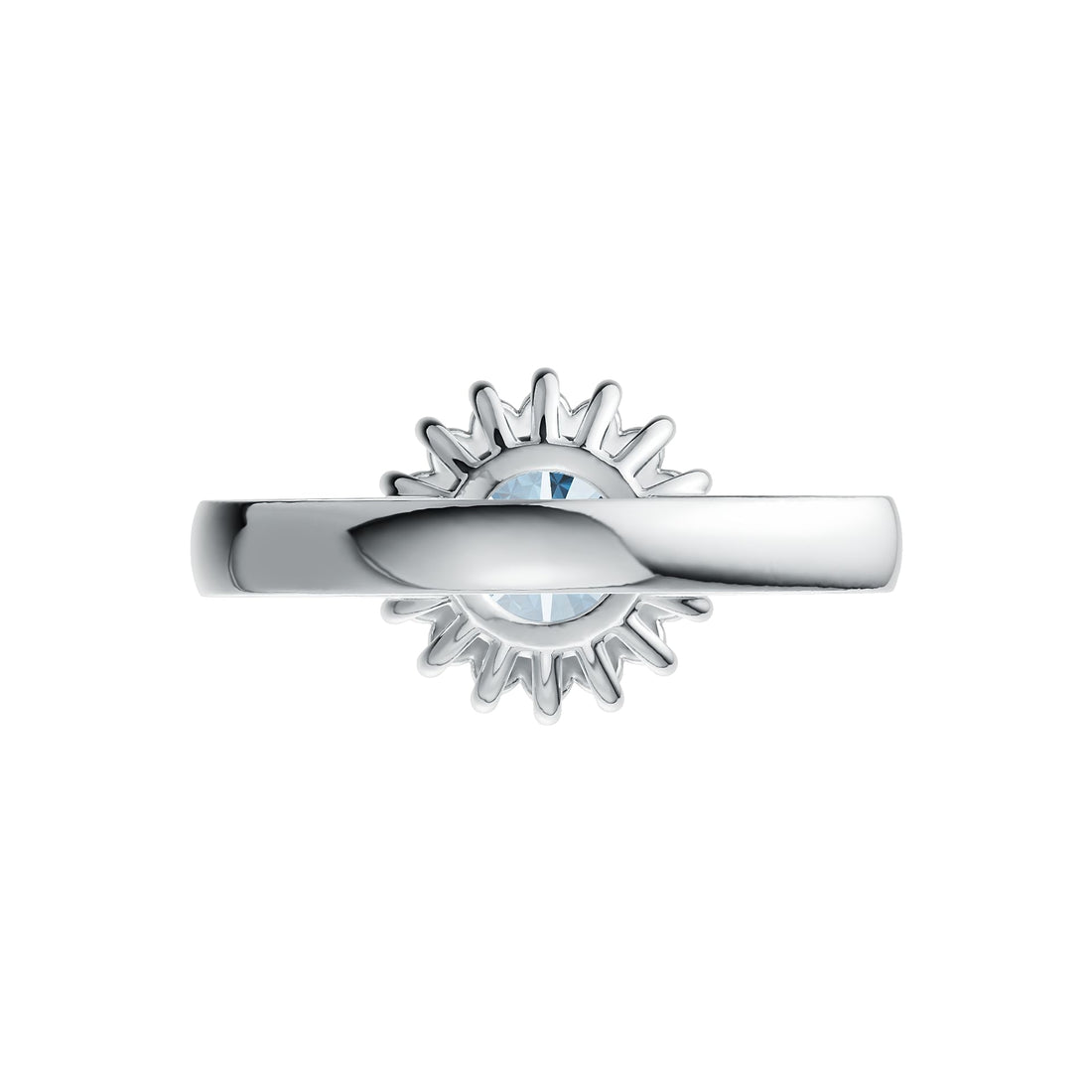 Diana Halo Round Aquamarine & Diamond Ring in 14K Gold with Infinity Shank