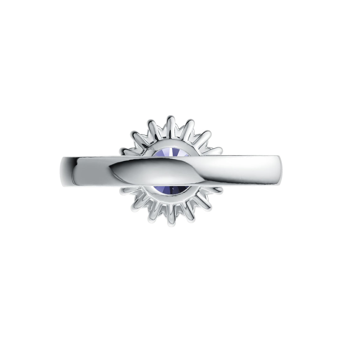 Diana Halo 7mm Round Tanzanite Ring in 14K Gold