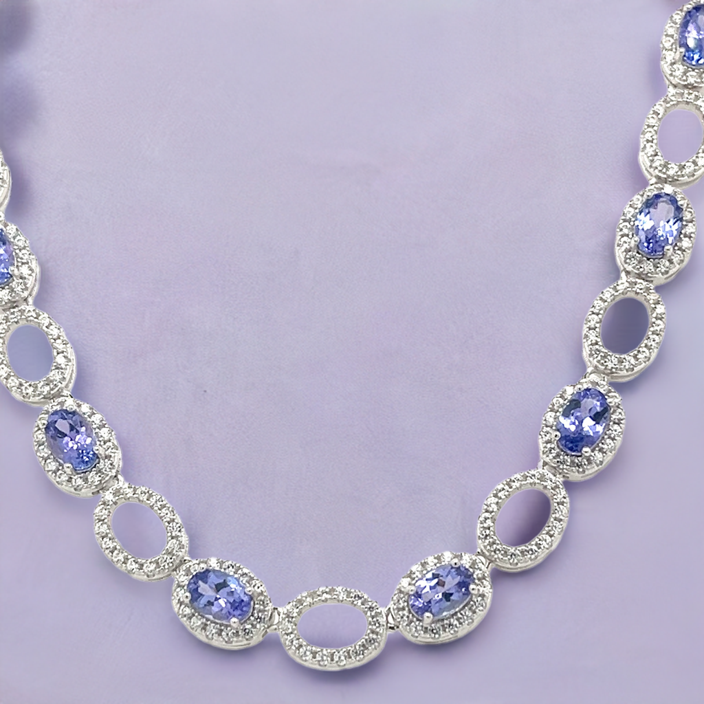 10.55ct Tanzanite Necklace: Elegance in Sterling Silver (PJC32774NA)