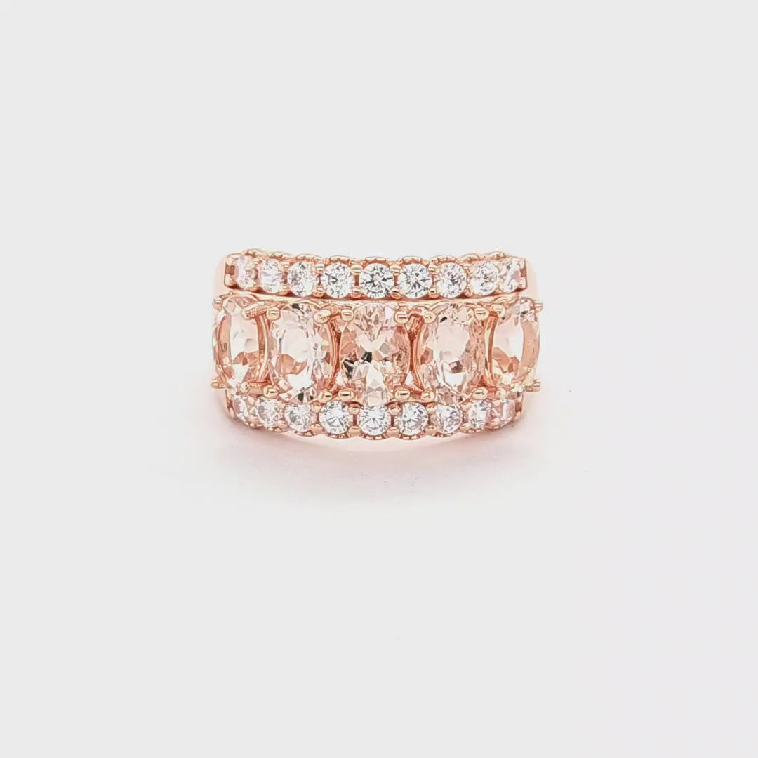 Elegant 5-Stone Morganite Ring, 2.08 Carats Total Weight (PJC3341R)