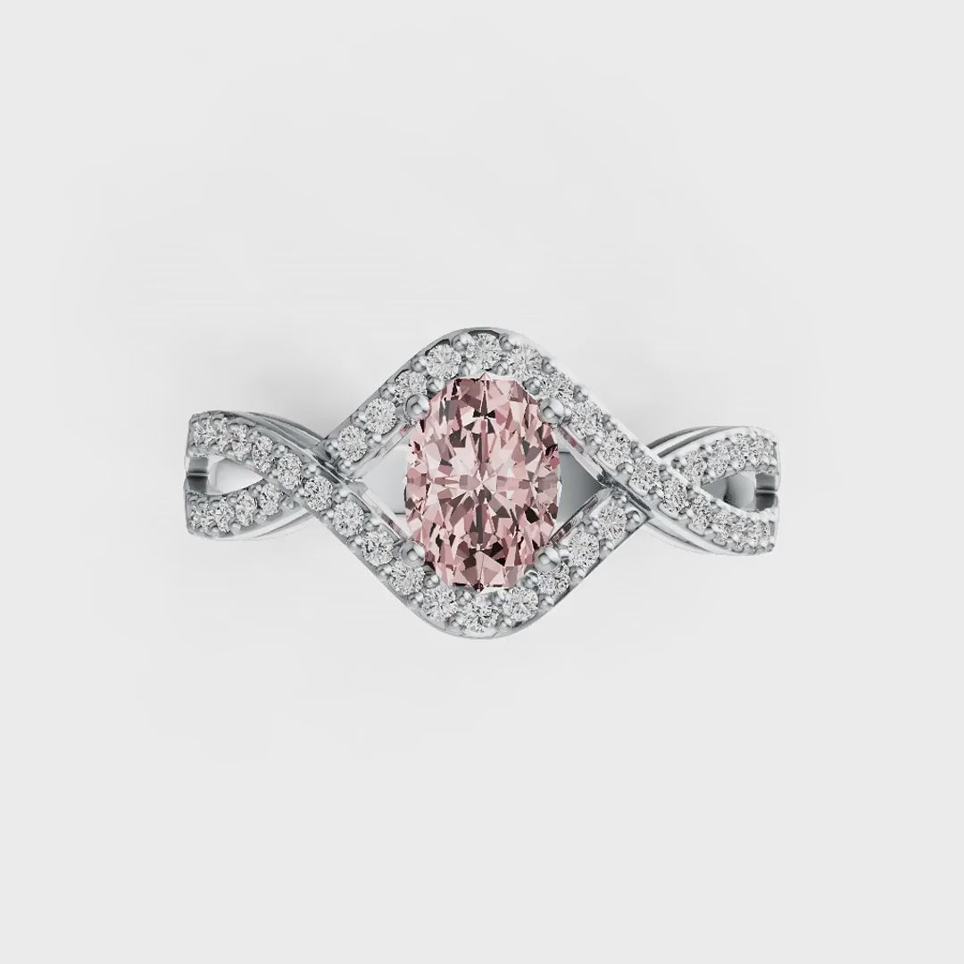 Oval Pink Morganite & Diamond Ring in 14K Gold (0.55 CT)