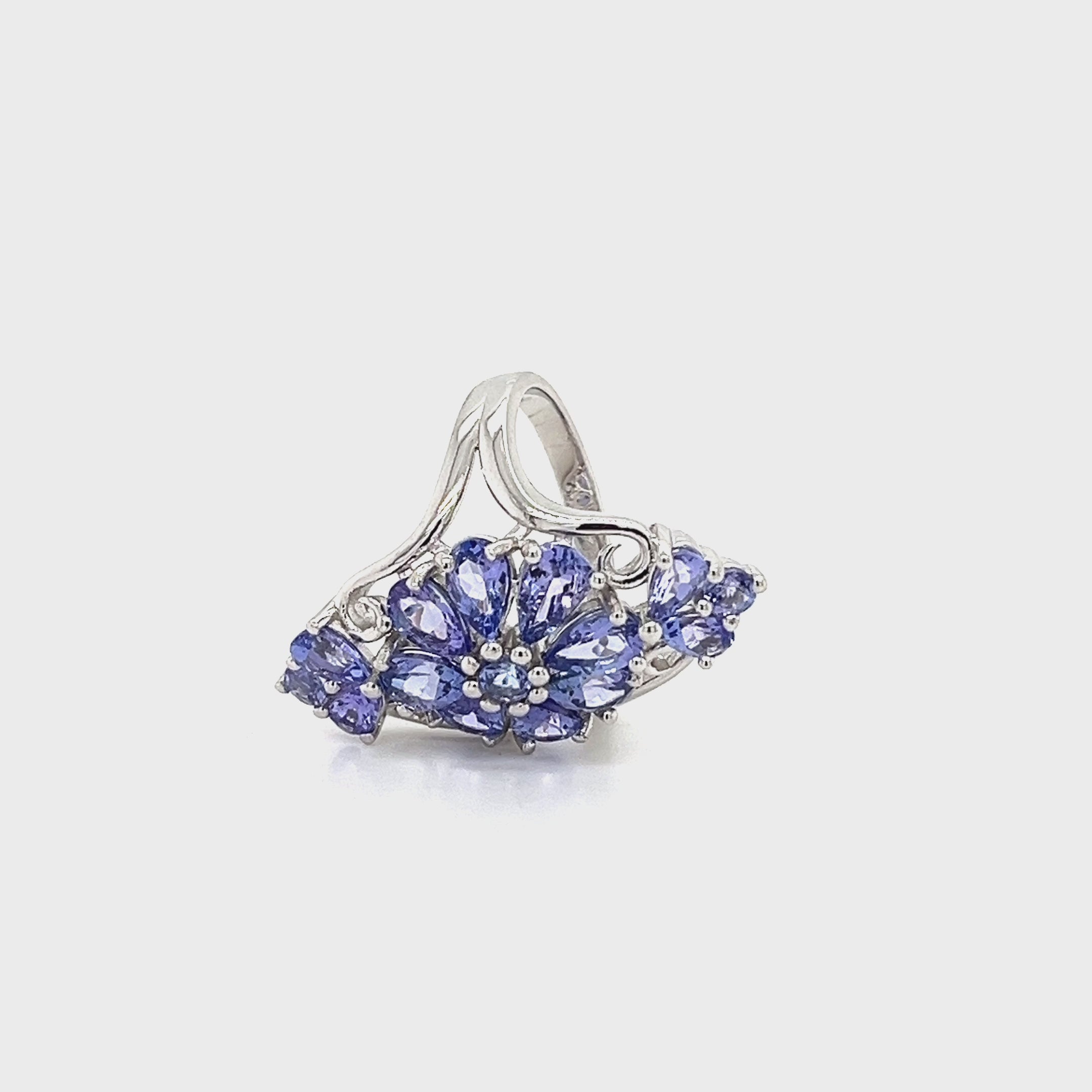 Round Tanzanite Ring in Rhodium-Plated Sterling Silver (R2140)