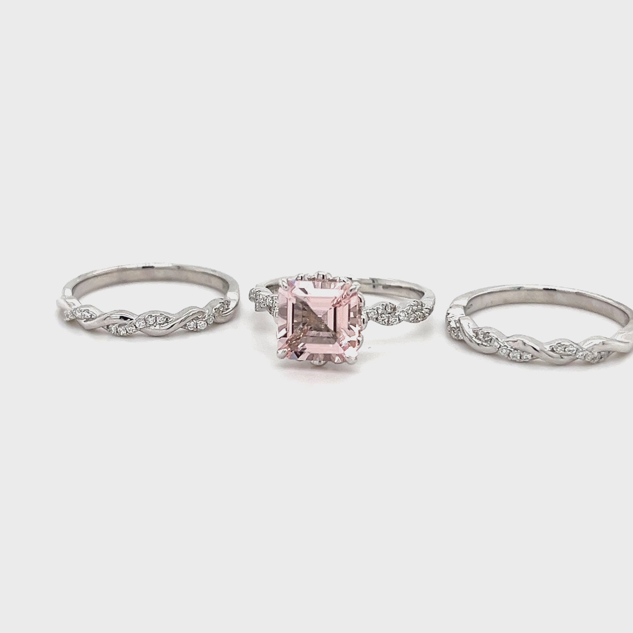 14K White Gold Ring with 2.1 Carat Octagon Pink Morganite Gemstone (PJC34198R)
