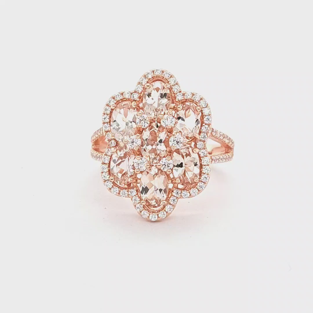 7-Stone Oval Morganite Ring in 18K Rose Gold (5.20g, 2.84ct stone) (PJC2719R)