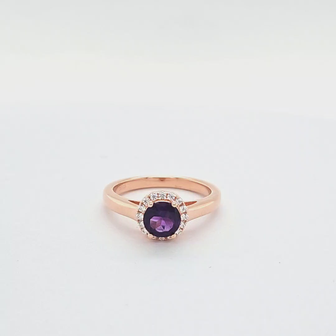0.73ct Amethyst Halo Ring: Exquisite Craftsmanship (PJC18409R)
