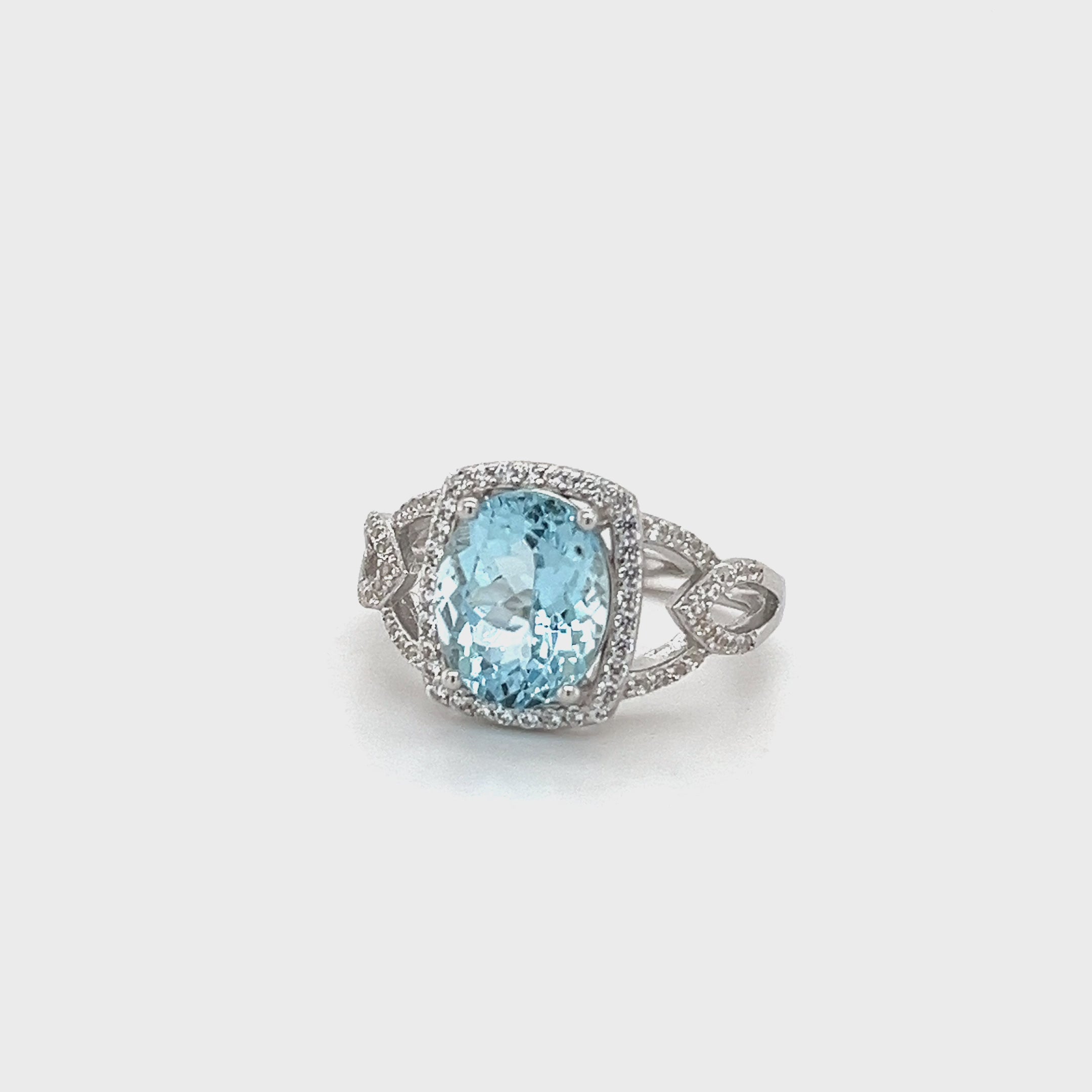 Sterling Silver Rhodium Plated Ring with 1 Oval 2.71ct Untreated Aquamarine (PJC9171R)