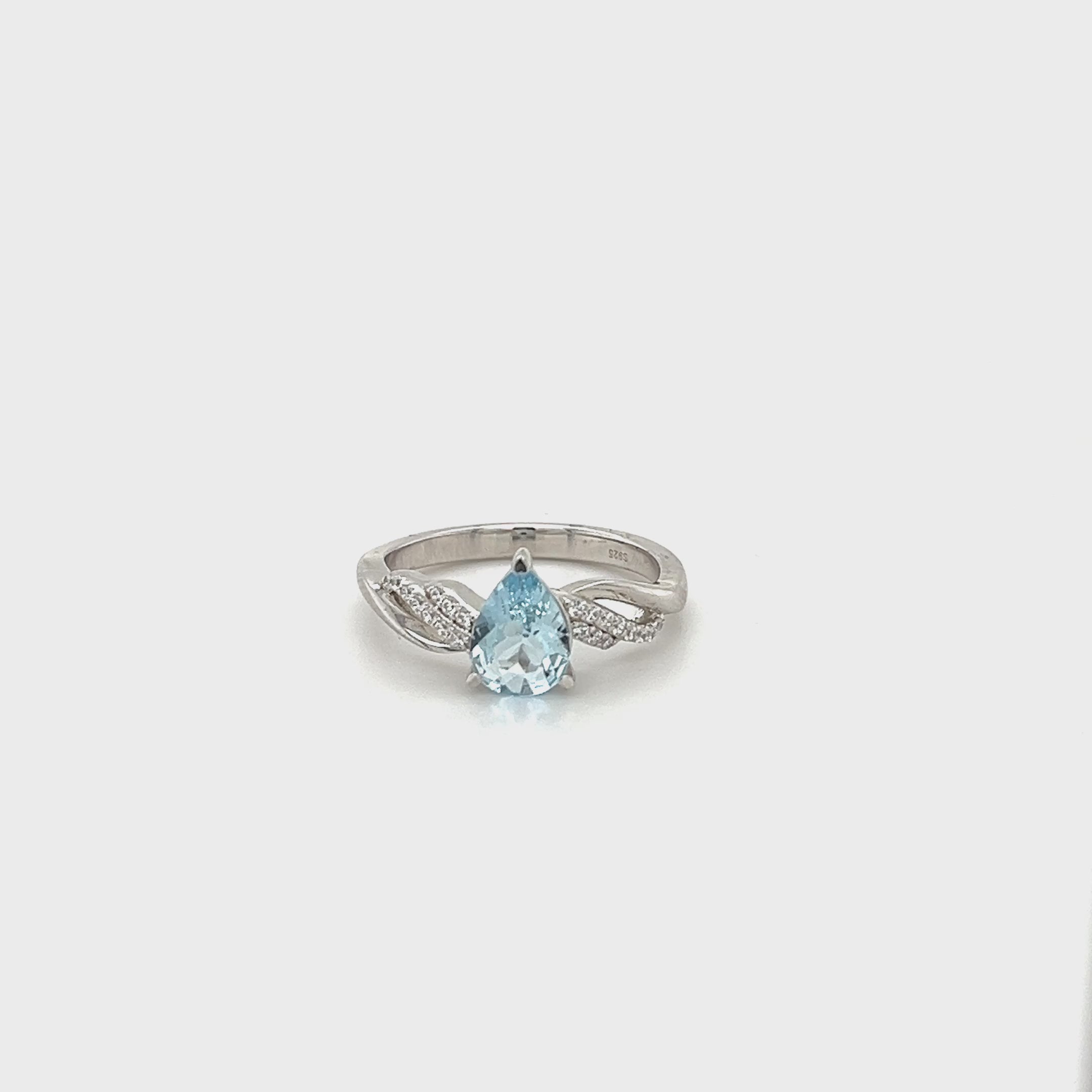  Pear-Shaped Aquamarine and White CZ Accents 4
