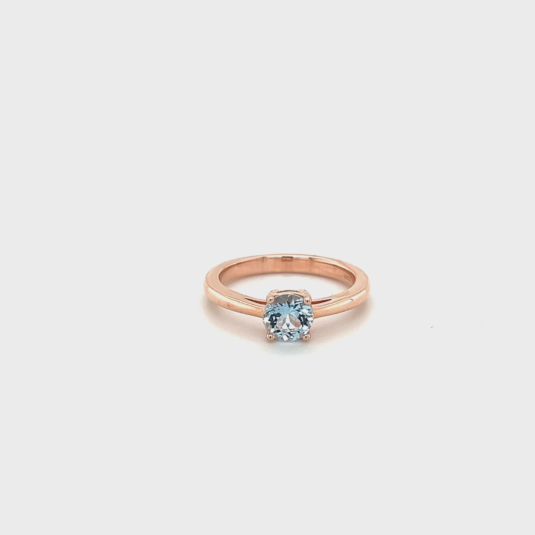 Round Aquamarine Solitaire Ring 5