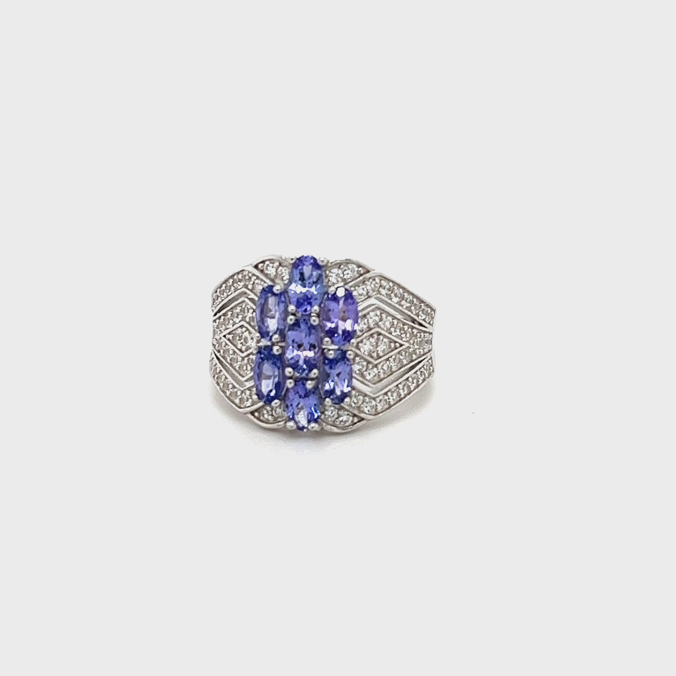 7.13 Carat Tanzanite Ring in Sterling Silver (PJC7554R)