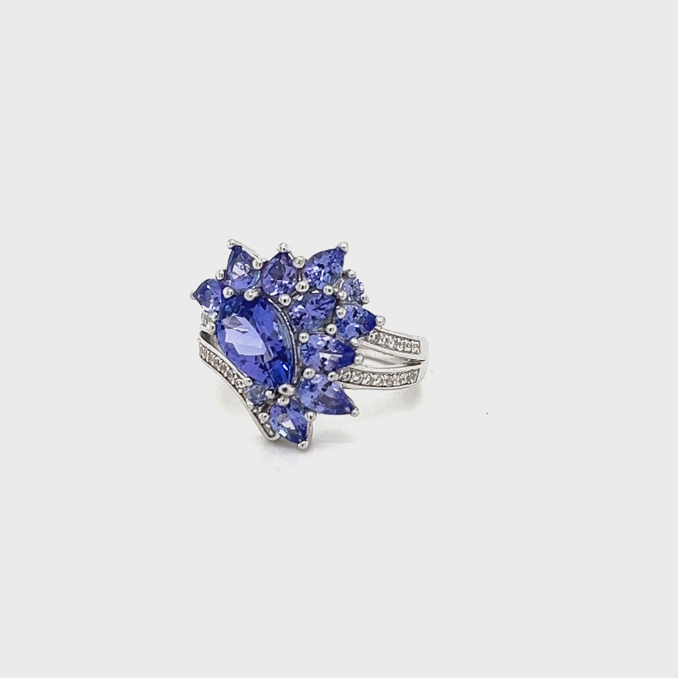 925 Silver Pear Tanzanite Ring – 2.54 Carats Rhodium Finish (PJC21340R)
