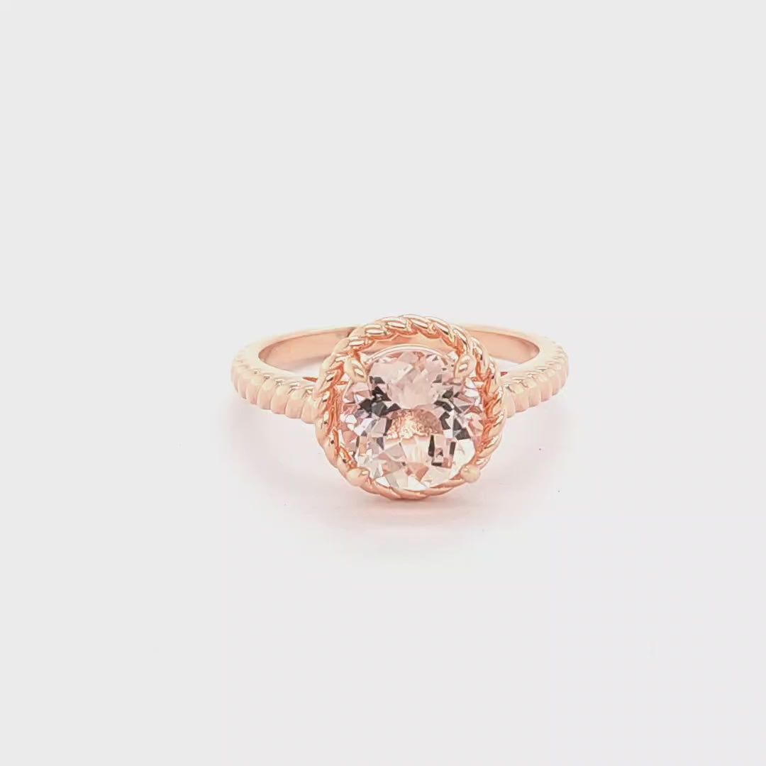 Morganite Ring with 18K Rose Gold Plating (2.03 Carats, 8 mm) (PJC31650R)