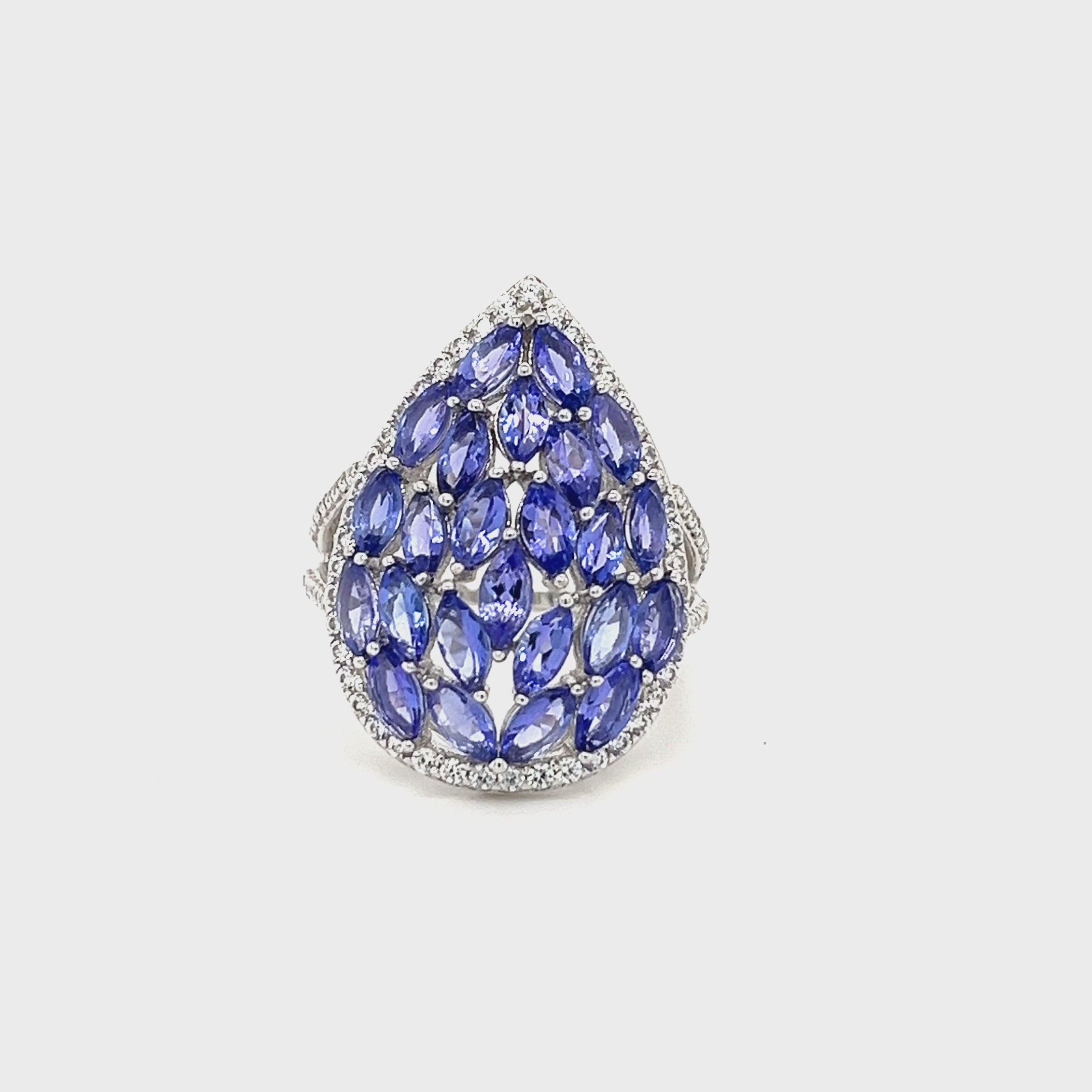 Tanzanite Cluster Ring: A Burst of Blue (PJC1066R)