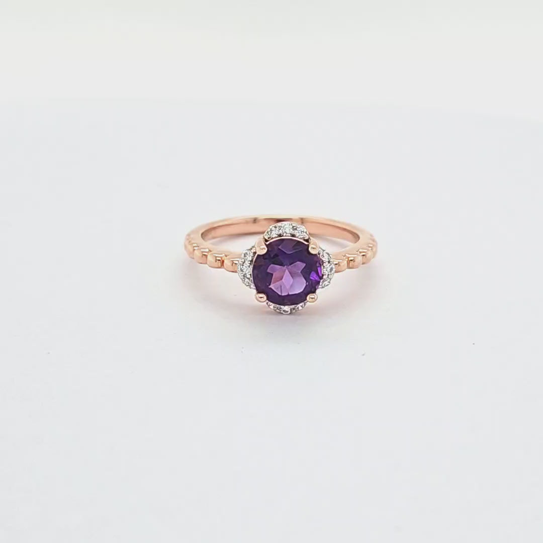 1.07ct Amethyst Halo Ring in Sterling Silver (PJC31648R)